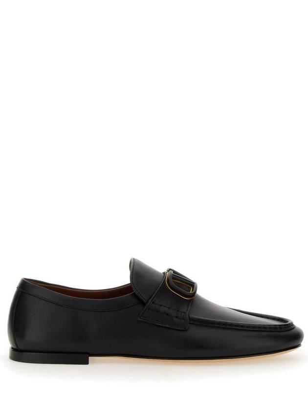 V Logo Leather Loafers Black - VALENTINO - BALAAN 2