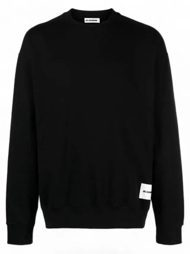 Logo Patch Crew Neck Cotton Sweatshirt Black - JIL SANDER - BALAAN 2