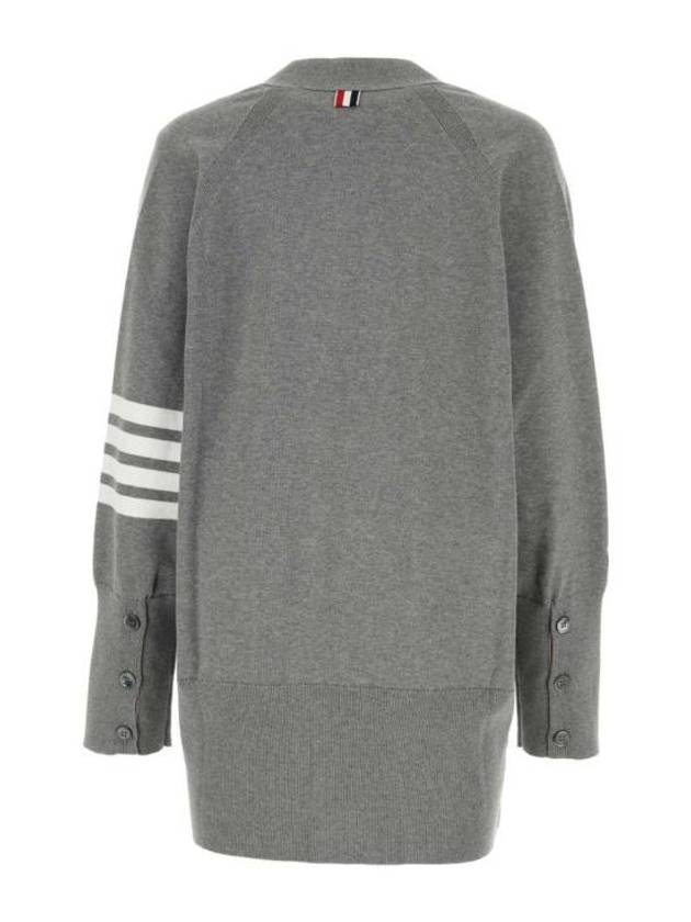 Stitched Cotton 4 Bar Cardigan Grey - THOM BROWNE - BALAAN 3