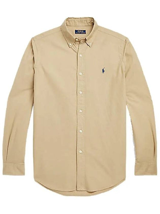 Classic Fit Garment Dyed Oxford Long Sleeves Shirt Beige - POLO RALPH LAUREN - BALAAN 2