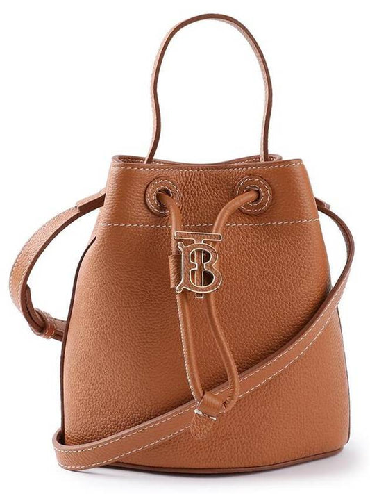 TB Mini Leather Bucket Bag Warm Russet Brown - BURBERRY - BALAAN 2