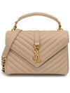 College Medium in Quilted Leather Shoulder Bag Beige - SAINT LAURENT - BALAAN 3