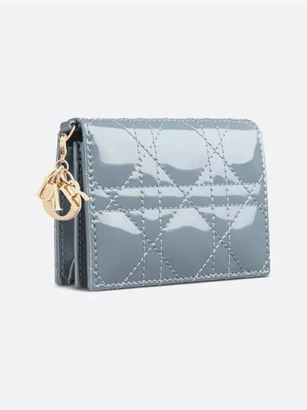 Lady Cannage Patent Calfskin Flap Card Wallet Cloud Blue - DIOR - BALAAN 3