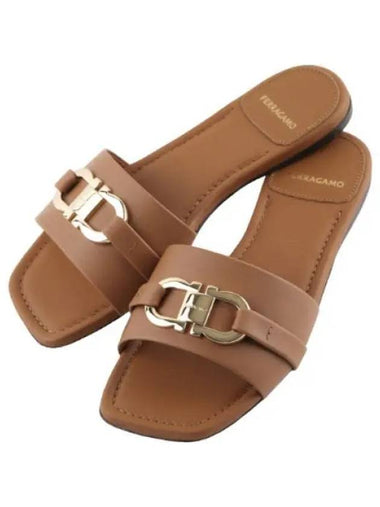 Ferragamo Gancini Flat Slides - SALVATORE FERRAGAMO - BALAAN 1