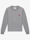 Small Heart Logo Long Sleeve T-Shirt Grey - AMI - BALAAN 2