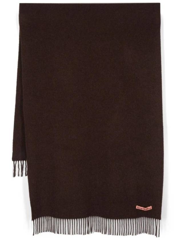 Logo Wool Fringe Muffler Brown - ACNE STUDIOS - BALAAN 1