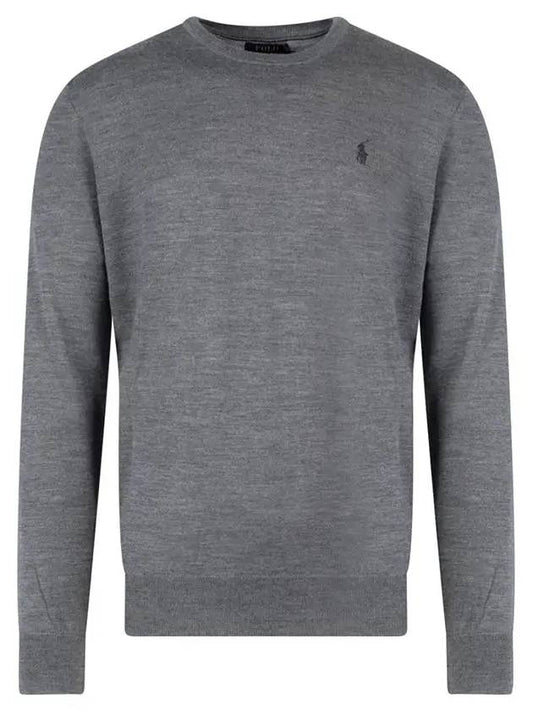 Logo Crew Neck Wool Knit Top Grey - POLO RALPH LAUREN - BALAAN 2