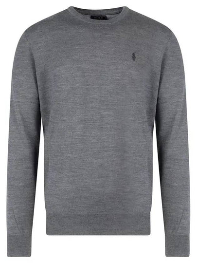 Logo Crew Neck Wool Knit Top Grey - POLO RALPH LAUREN - BALAAN 2