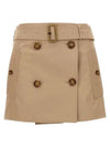 Women's Cotton Gabardine Mini Trench A-Line Skirt Beige - BURBERRY - BALAAN 2