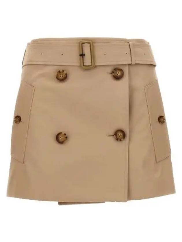 Women's Cotton Gabardine Mini Trench A-Line Skirt Beige - BURBERRY - BALAAN 2