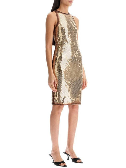 gold sequin mini dress without sleeves - THE ATTICO - BALAAN 2