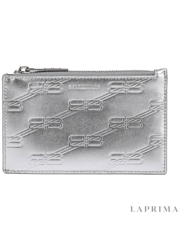 Embossed Monogram Card Wallet Silver - BALENCIAGA - BALAAN 9