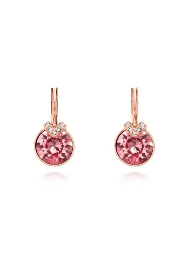 Bella V Round Drop Earrings Pink Rose Gold - SWAROVSKI - BALAAN 3