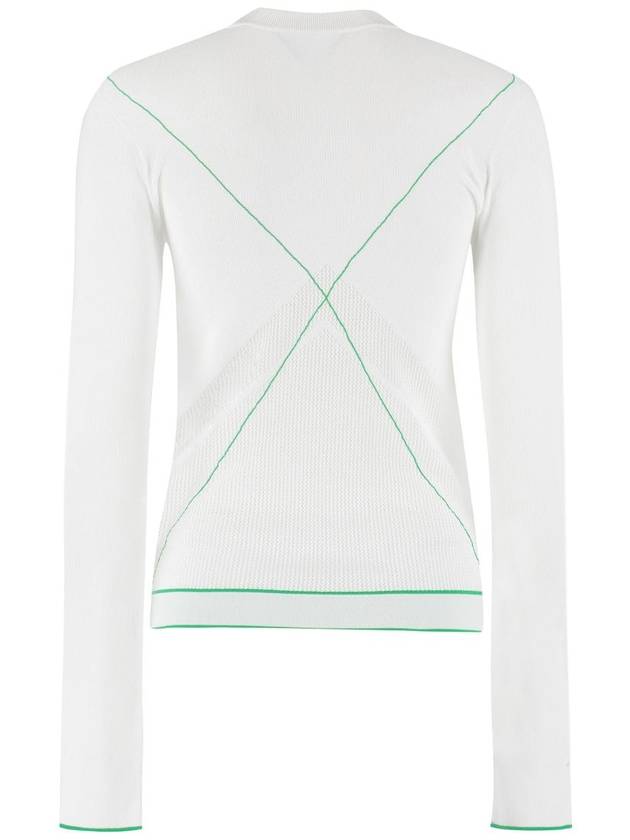 Women's Stitch Line Long Sleeve Knit Top White - BOTTEGA VENETA - BALAAN 3