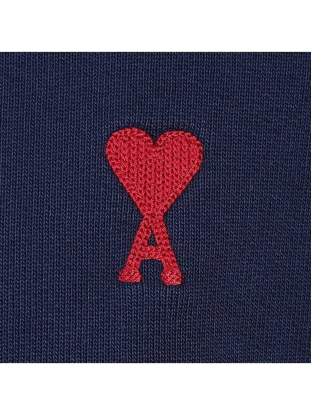 Heart Logo Organic Cotton Sweatshirt Navy - AMI - BALAAN 7