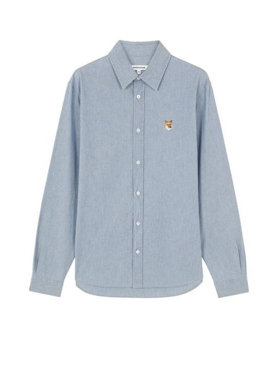 Fox Head Classic Cotton Long Sleeve Shirt Blue - MAISON KITSUNE - BALAAN 1