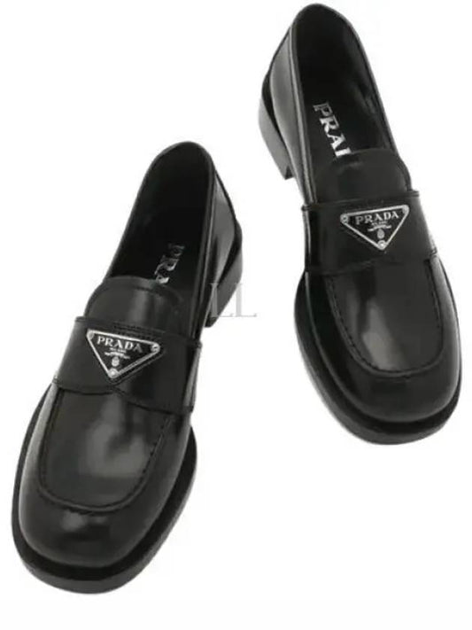 Logo Leather Loafers Black - PRADA - BALAAN 2