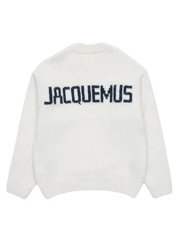 Pavane Back Logo Crew Neck Alpaca Knit Top White - JACQUEMUS - BALAAN 3