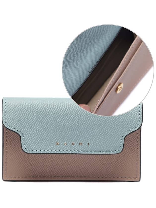 Logo Color Block Saffiano Card Wallet Aquamarine - MARNI - BALAAN 2