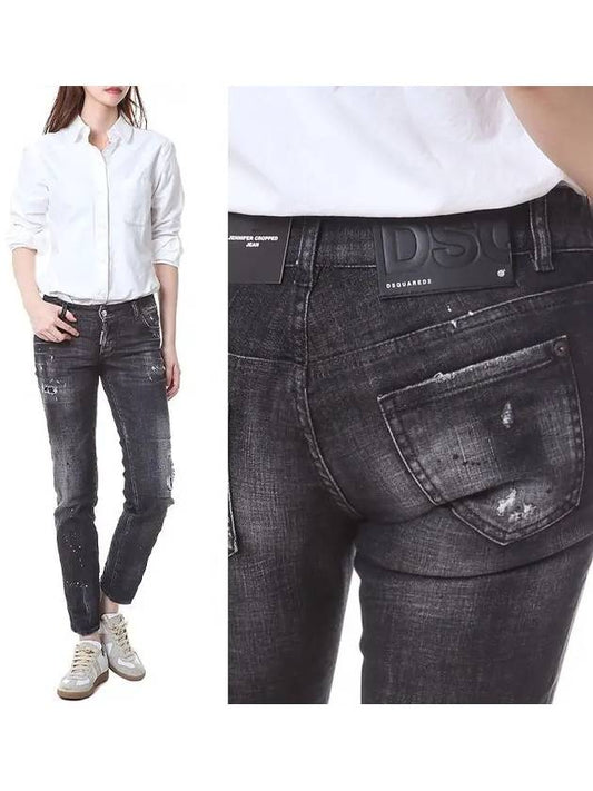 Women's Jennifer Crop Jeans Black - DSQUARED2 - BALAAN.