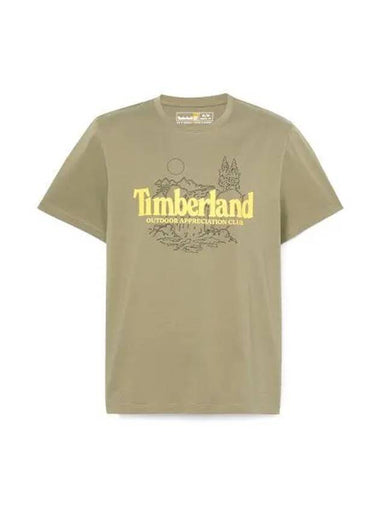 Men's Natural Logo Graphic Short Sleeve T-Shirt Khaki - TIMBERLAND - BALAAN 1