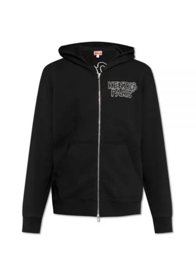 Logo Cotton Zip-Up Jacket Black - KENZO - BALAAN 2