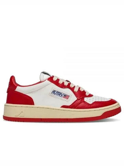 Men's Medalist Low Leather Sneakers White Red - AUTRY - BALAAN 2