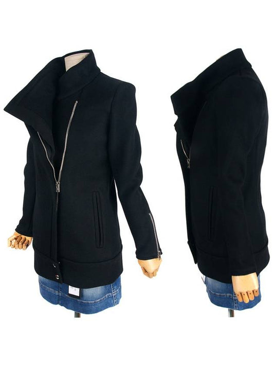 POWNIL AB050 BLA01 Black Wool Double Line Zipper Sleeves - IRO - BALAAN 2