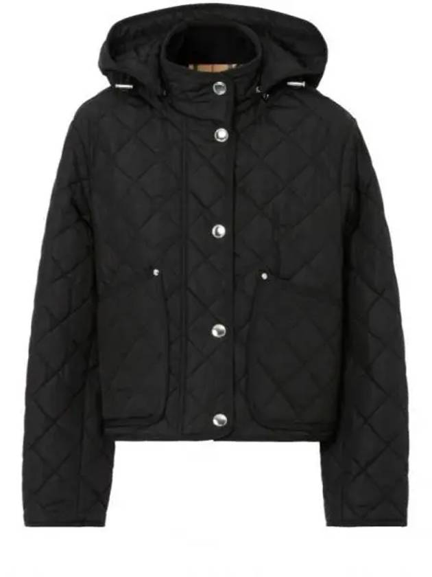 Diamond Quilted Crop Hoodie Jacket Black - BURBERRY - BALAAN 2