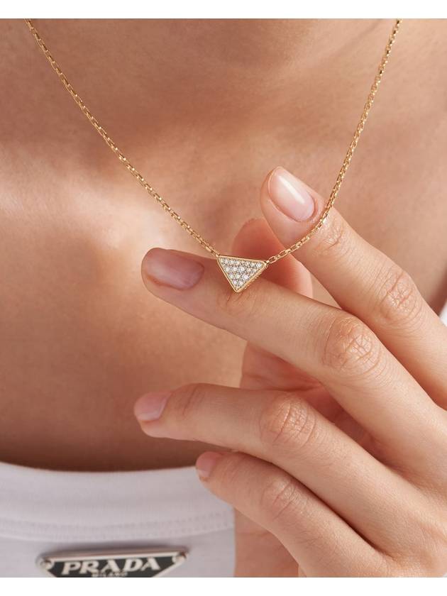 Eternal Gold Micro Triangle Pendant Necklace Yellow and Diamond Gold White Boutique 1JCA382FOWF00Y4 - PRADA - BALAAN 6