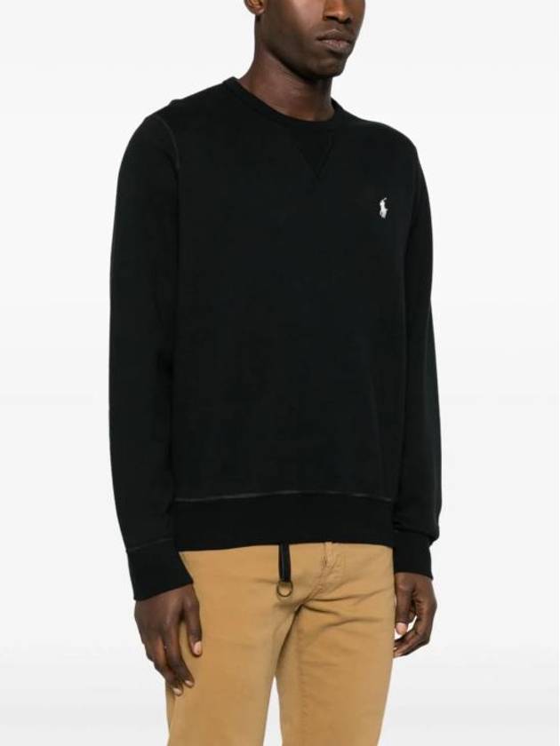 Embroidered Logo Basic Crew Neck Sweatshirt Black - POLO RALPH LAUREN - BALAAN 4