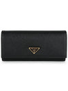 Saffiano Triangular Logo Flap Long Wallet Black - PRADA - BALAAN 3