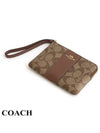 Corner Zipper Wristlet Signature Canvas Clutch Bag Brown - COACH - BALAAN 5