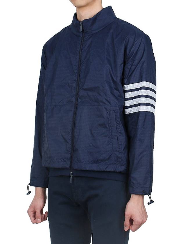 4 Bar Stripe Ripstop Zip-up Jacket Blue - THOM BROWNE - BALAAN 5