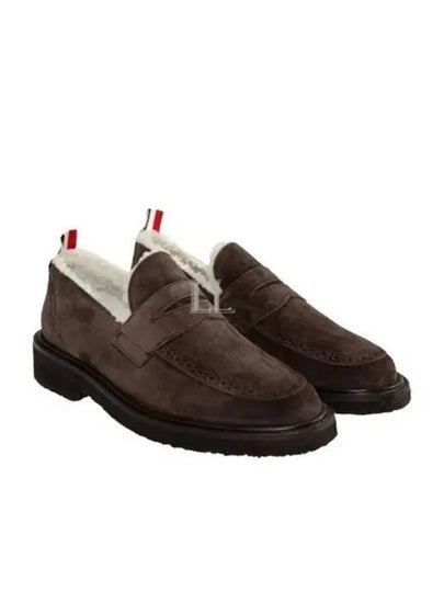 Shearling Lining Suede Penny Loafers Brown - THOM BROWNE - BALAAN 2