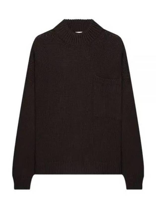 Men's Mock Neck Wool Knit Top Brown - TEN C - BALAAN 2