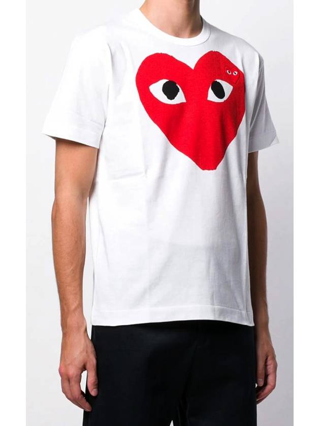 XL size white red big heart heart patch short sleeve AZT026 - COMME DES GARCONS - BALAAN 4