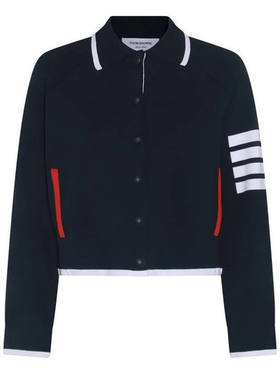 Viscose 4-Bar Polo Bomber Jacket Navy - THOM BROWNE - BALAAN 2