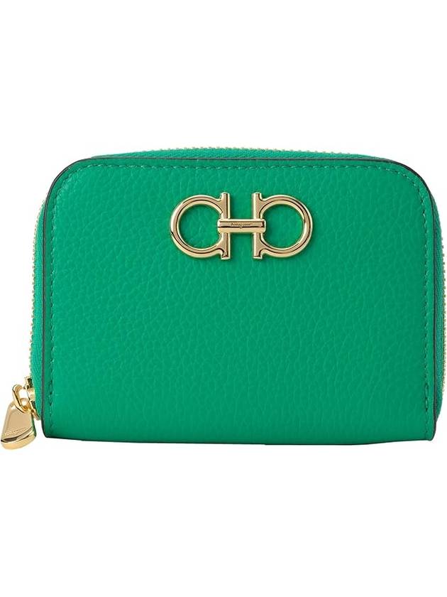 Women's Gancini Logo Zipper Card Wallet Green - SALVATORE FERRAGAMO - BALAAN 1