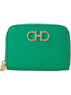 Women's Gancini Logo Zipper Card Wallet Green - SALVATORE FERRAGAMO - BALAAN 1