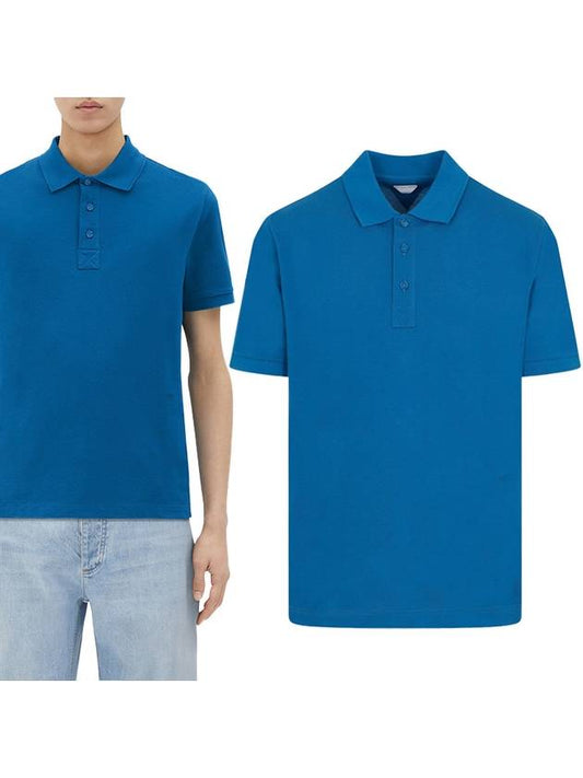 Cotton Polo Shirt Blue - BOTTEGA VENETA - BALAAN 2