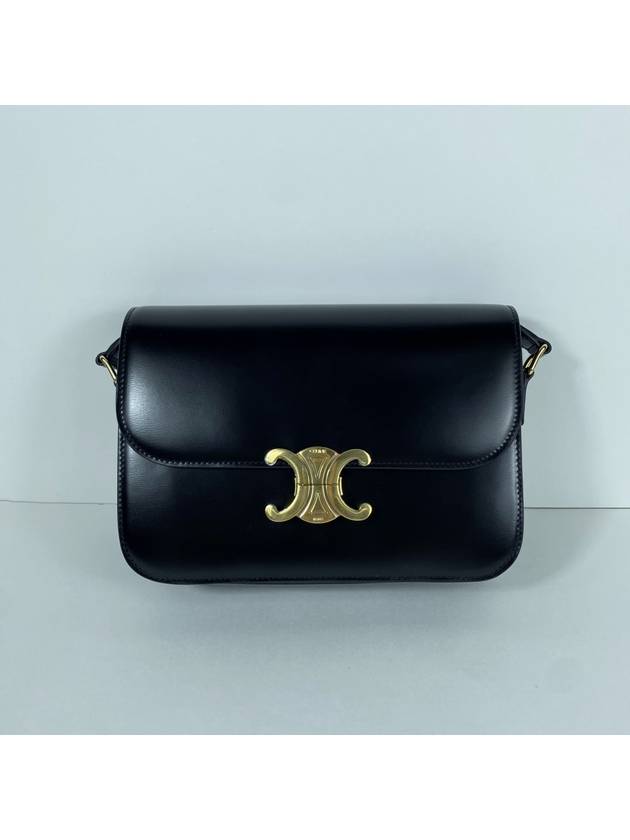 Classique Triomphe Shiny Calfskin Shoulder Bag Black - CELINE - BALAAN 2