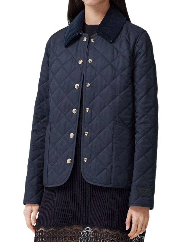 corduroy diamond quilting jacket blue - BURBERRY - BALAAN.