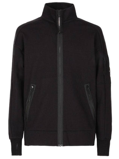 Diagonal Raised Fleece Zip-Up Jacket Black - CP COMPANY - BALAAN 1