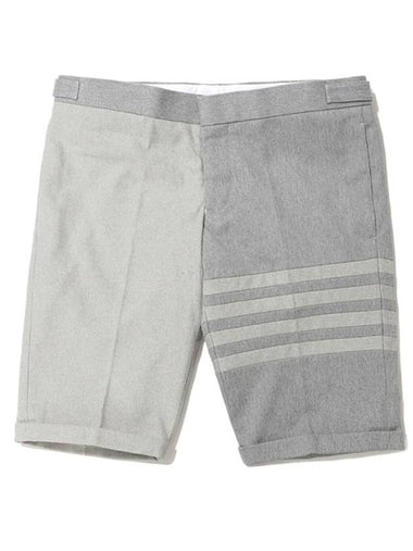 4 Bar Stripe Fun Mix Selvedge Denim Shorts Grey - THOM BROWNE - BALAAN 1