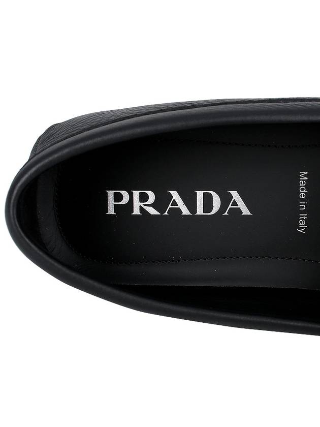 Triangle Logo Leather Driving Shoes Black - PRADA - BALAAN 9