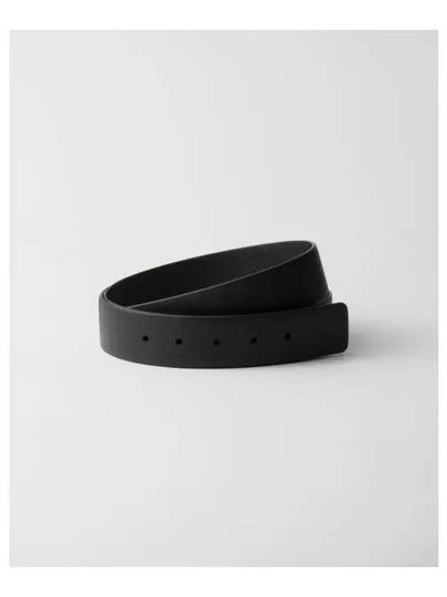 Reversible Saffiano Leather Belt Black - PRADA - BALAAN 2