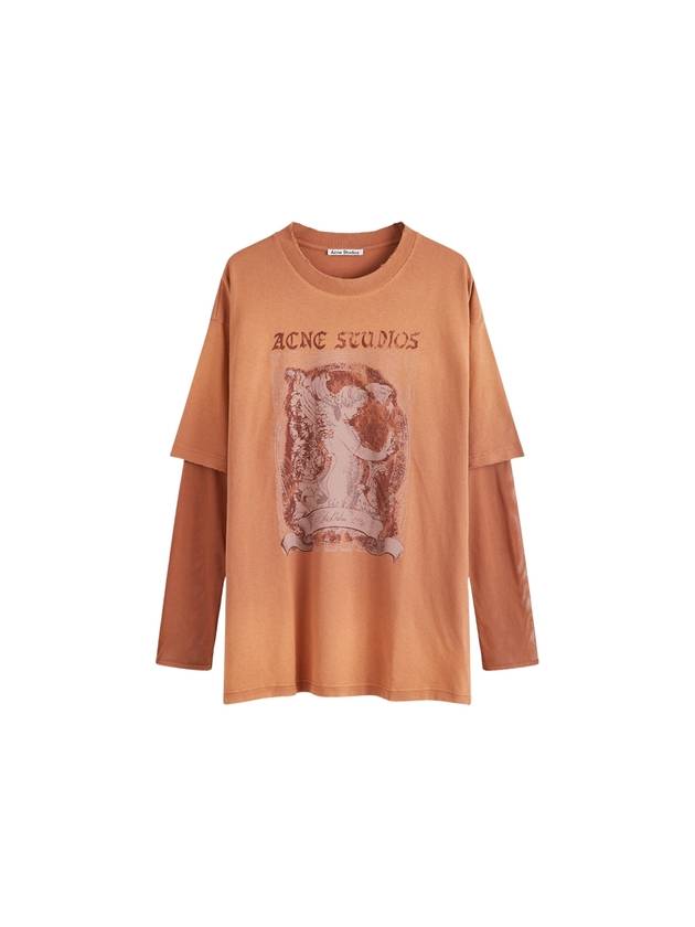 Logo Graphic Print Layered Long Sleeve T-Shirt Rust Red - ACNE STUDIOS - BALAAN 2