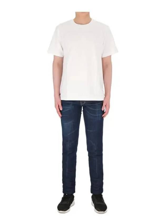 Men's Side Slit Relaxed Short Sleeve T-Shirt White - THOM BROWNE - BALAAN 3