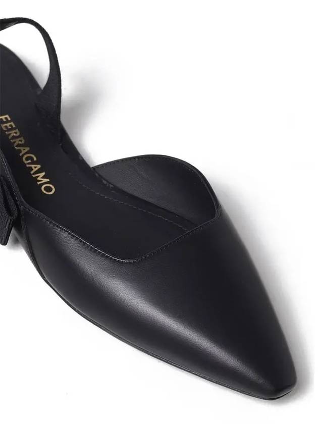 Leather Slingback Flat Black - SALVATORE FERRAGAMO - BALAAN 5